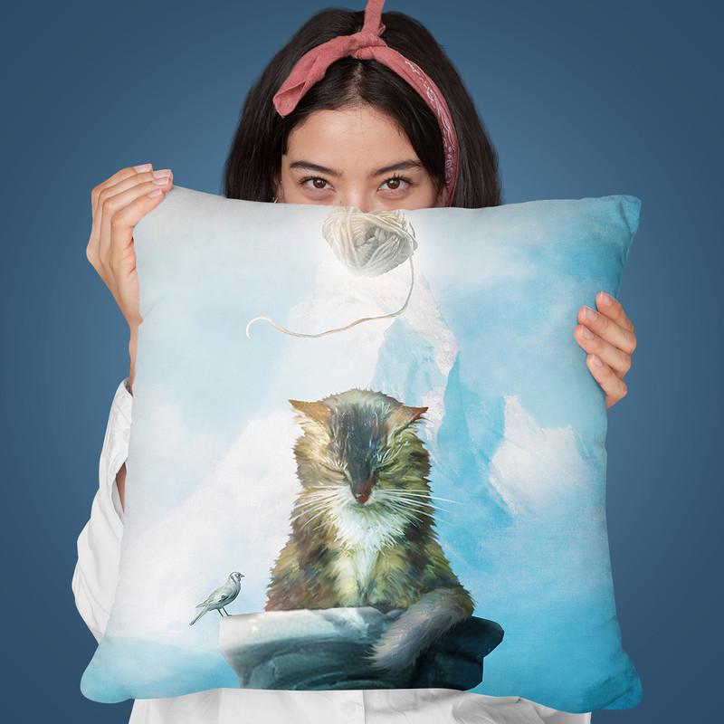 Nirvana Cat Throw Pillow By Diogo Verissimo