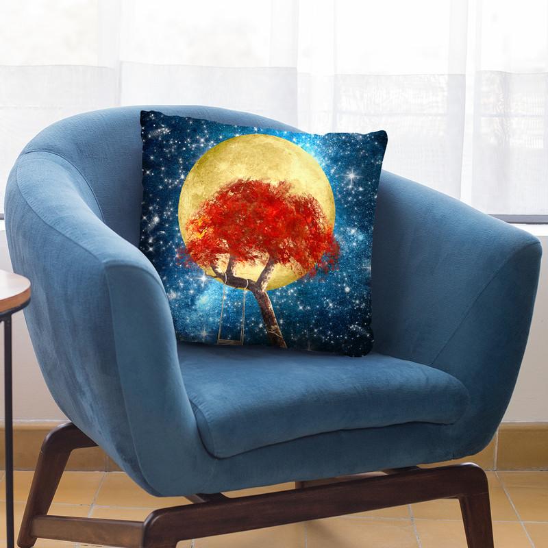 Swing Under A Golden Moonlight Throw Pillow By Diogo Verissimo