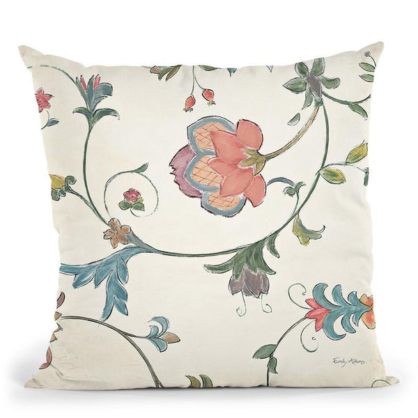 Birds Gem Floral I Throw Pillow By Emily Adams