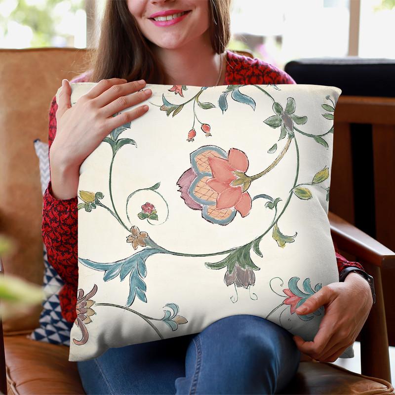 Birds Gem Floral I Throw Pillow By Emily Adams