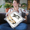 Furry Fashion Friends Ii But First Throw Pillow By Emily Adams