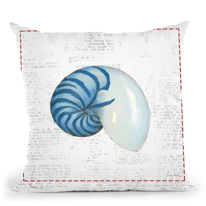 Navy Nautilus Throw Pillow By Emily Adams