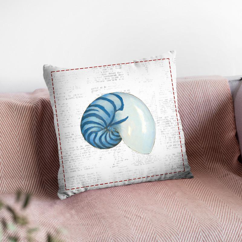 Navy Nautilus Throw Pillow By Emily Adams