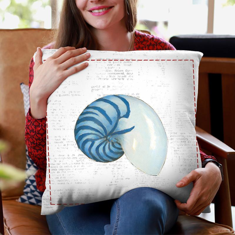 Navy Nautilus Throw Pillow By Emily Adams