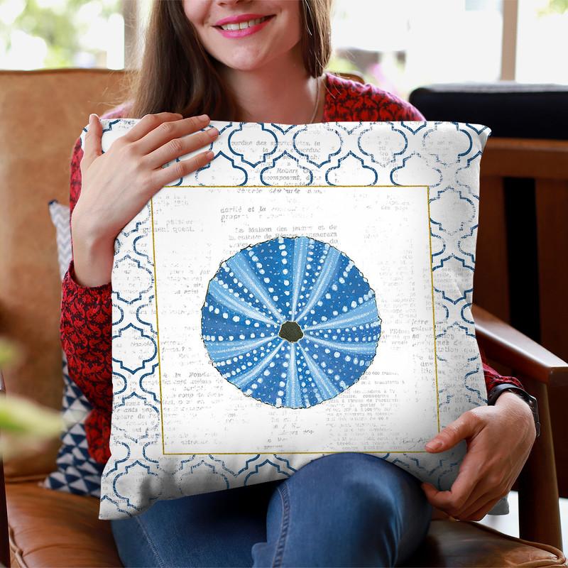 Navy Circular Throw Pillow By Emily Adams