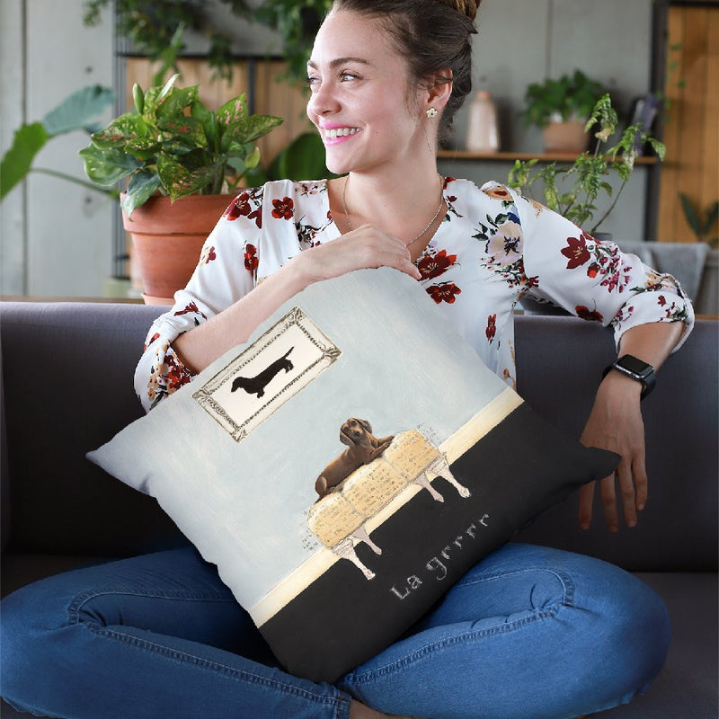 La Grrr Throw Pillow By Emily Adams