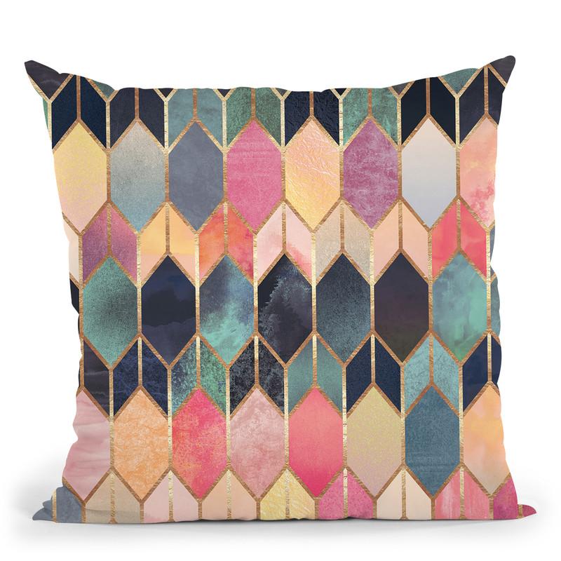 Colorful Stained Glass Throw Pillow By Elisabeth Fedrikson