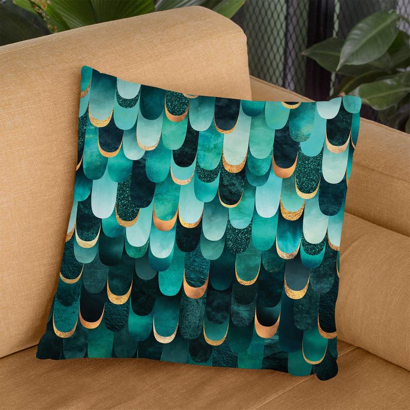 Feathered - Turquoise Throw Pillow By Elisabeth Fedrikson