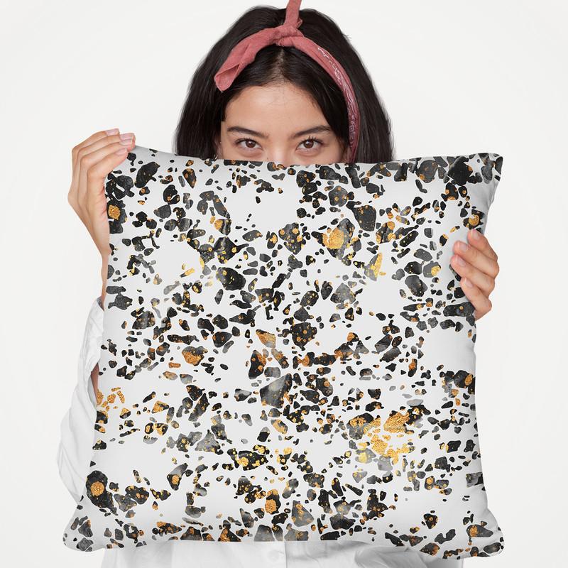 Gold Speckled Terrazzo Throw Pillow By Elisabeth Fedrikson