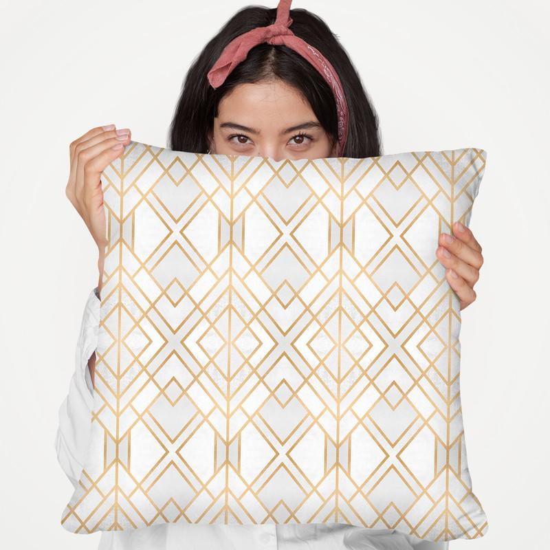 Golden Geo Throw Pillow By Elisabeth Fedrikson