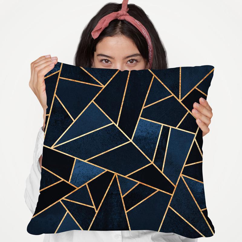 Navy Stone Throw Pillow By Elisabeth Fedrikson