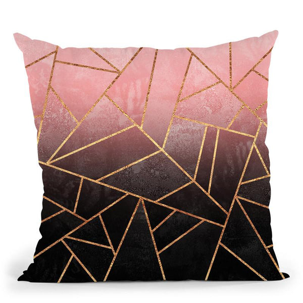Pink And Black Stone Throw Pillow By Elisabeth Fedrikson
