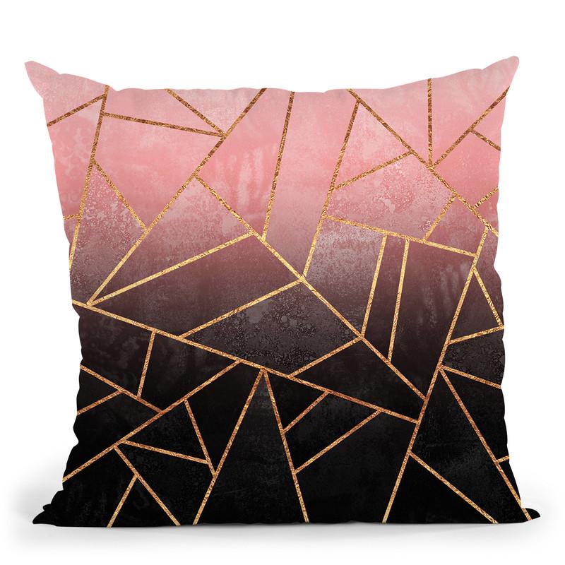 Pink And Black Stone Throw Pillow By Elisabeth Fedrikson