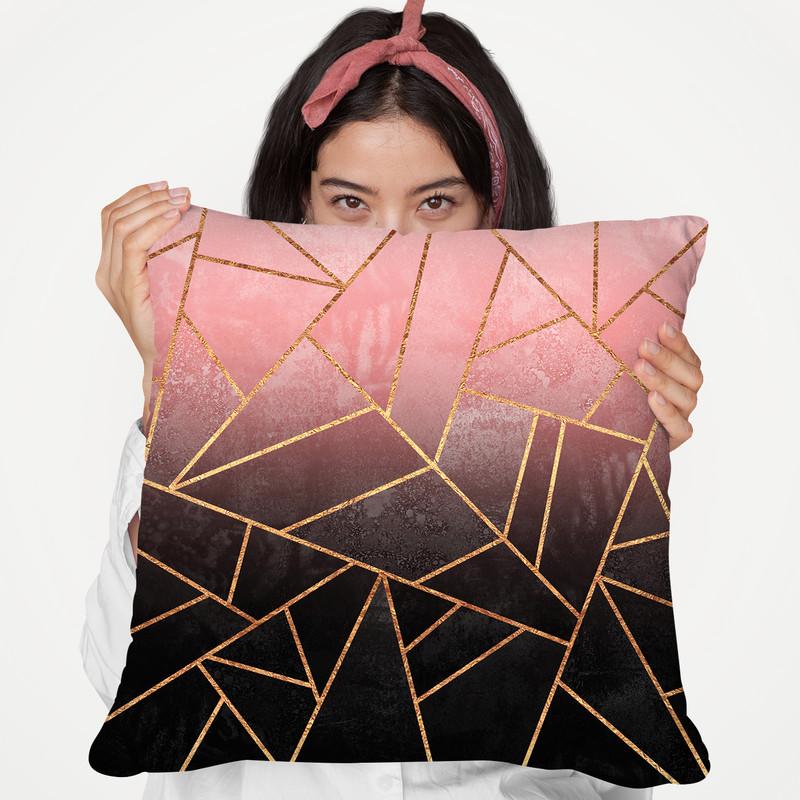 Pink And Black Stone Throw Pillow By Elisabeth Fedrikson