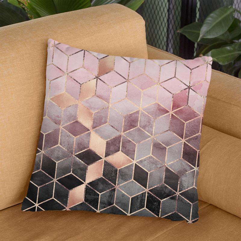 Pink Grey Gradient Cubes Throw Pillow By Elisabeth Fedrikson