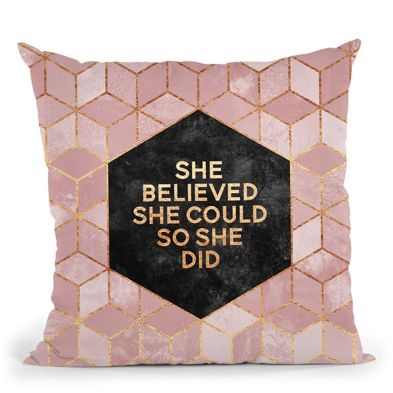 She Believede Could Soe Did Throw Pillow By Elisabeth Fedrikson