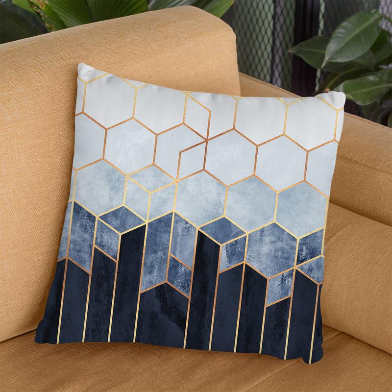 Soft Blue Hexagons Throw Pillow By Elisabeth Fedrikson