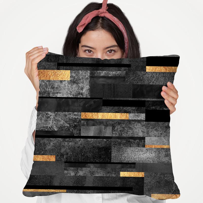 Urban Black And Gold Throw Pillow By Elisabeth Fedrikson