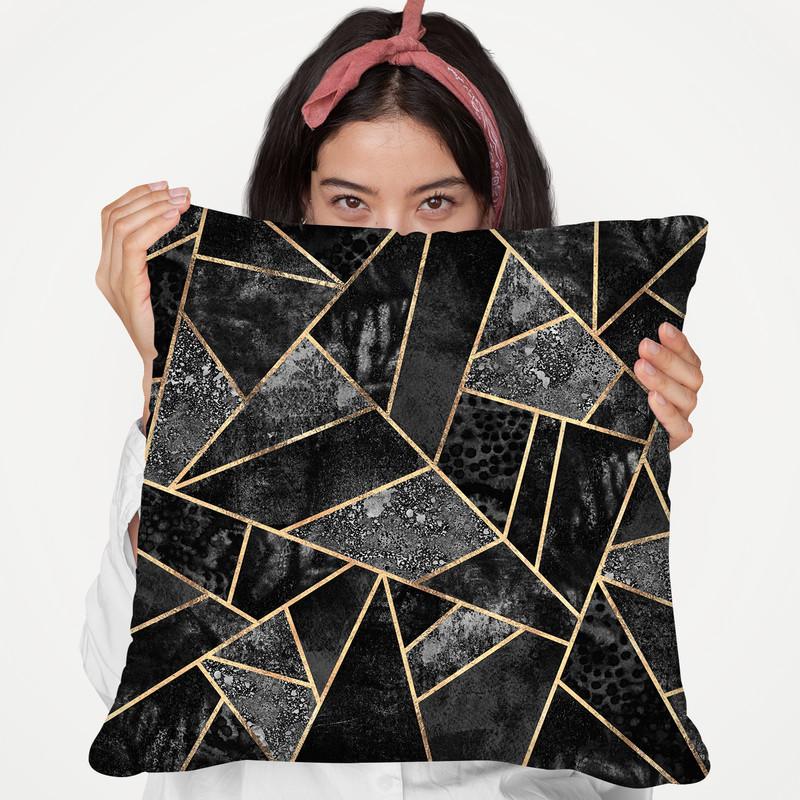 Black Stone Throw Pillow By Elisabeth Fedrikson