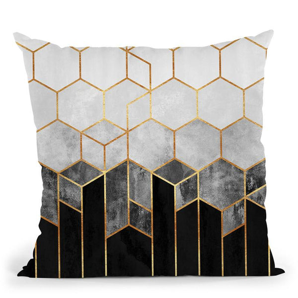 Charcoal Hexagons Throw Pillow By Elisabeth Fedrikson