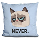 Grumpy Cat Never Throw Pillow