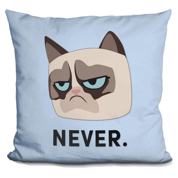 Grumpy Cat Never Throw Pillow