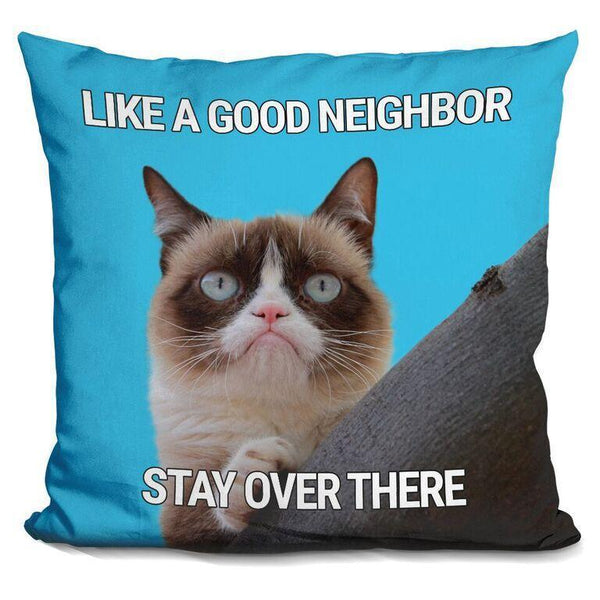 Grumpy Cat Like A Good Neighbor Throw Pillow