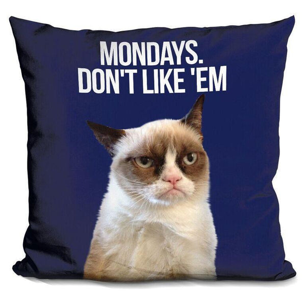 Grumpy Cat Mondays Don'T Like 'Em Throw Pillow