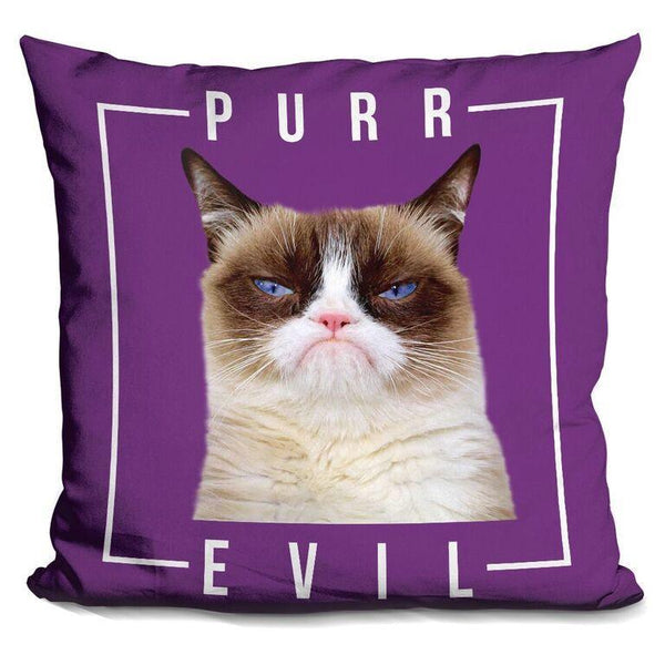 Grumpy Cat Purr Evil Throw Pillow