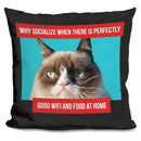 Grumpy Cat Why Socialize Throw Pillow
