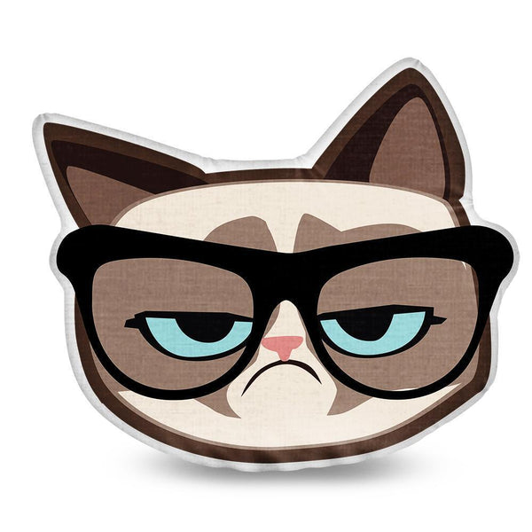 Grumpy Cat Nerd Throw Pillow