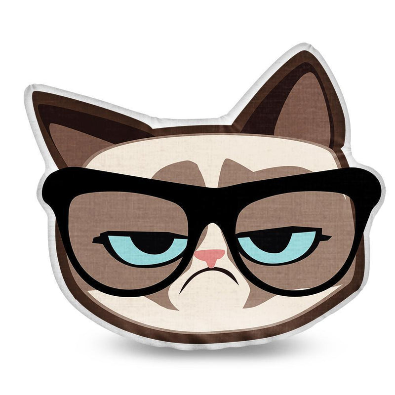 Grumpy Cat Nerd Throw Pillow