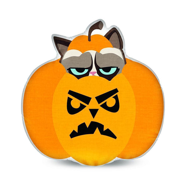 Grumpy Cat Not Scary Pumpkin Throw Pillow