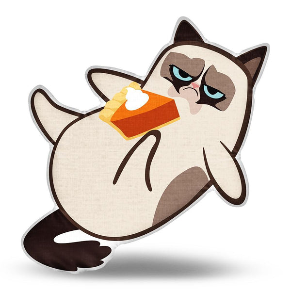 Grumpy Cat Too Much Pumpkin Pie Throw Pillow