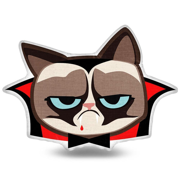 Grumpy Cat Vampire Throw Pillow
