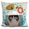 Grumpy Cat Q Is For Queen Bee Throw Pillow