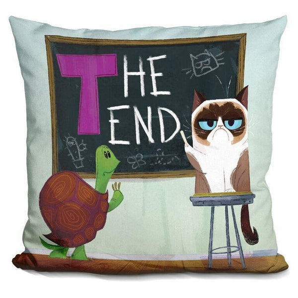 Grumpy Cat T Is For Turtle Throw Pillow