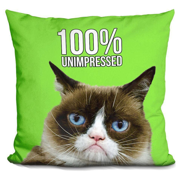Grumpy Cat 100% Unimpressed Throw Pillow