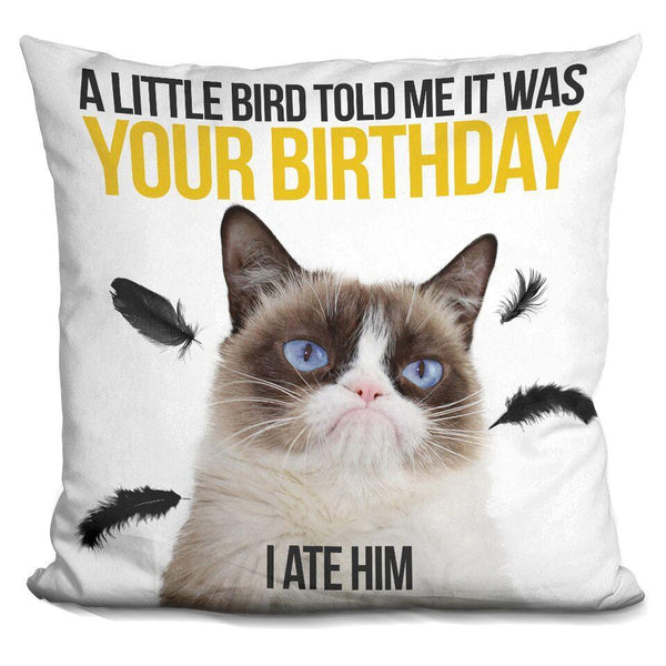 Grumpy Cat A Little Bird Told Me Throw Pillow