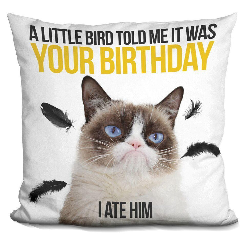 Grumpy Cat A Little Bird Told Me Throw Pillow