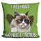 Grumpy Cat Free Hugs, Go Hug A Cactus Throw Pillow