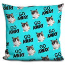 Grumpy Cat Go Away Pattern Blue Throw Pillow