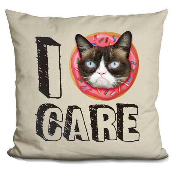 Grumpy Cat I Donut Care Throw Pillow