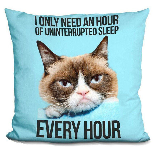 Grumpy Cat I Only Need An Hour Throw Pillow