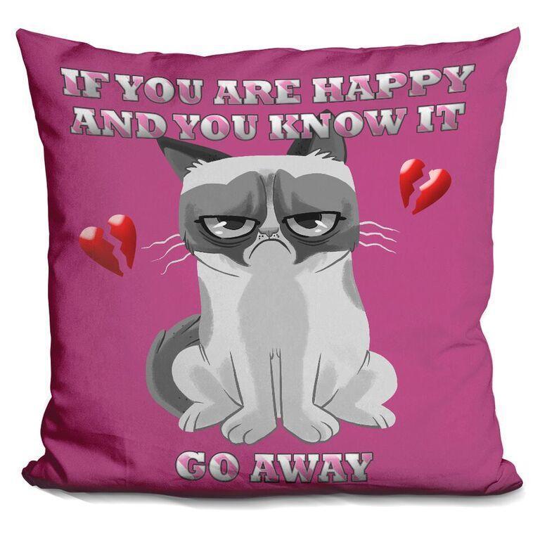 Grumpy Cat If You Are Happy And You Know It Throw Pillow