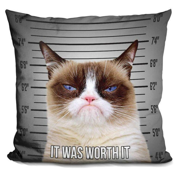 Grumpy Cat It Was Worth It Throw Pillow