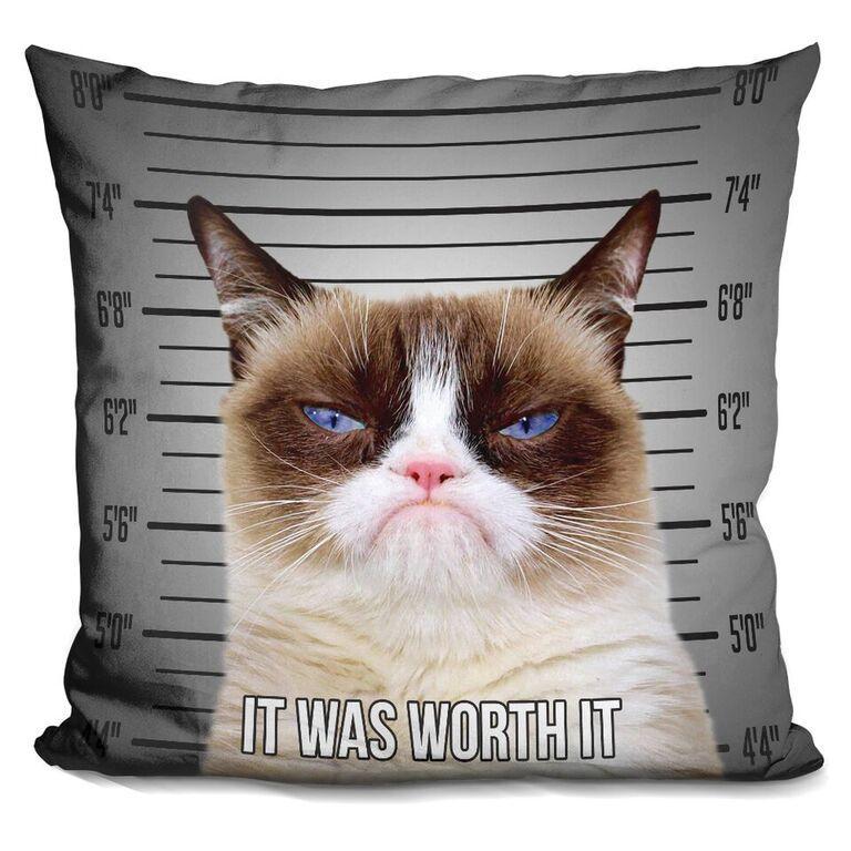 Grumpy Cat It Was Worth It Throw Pillow