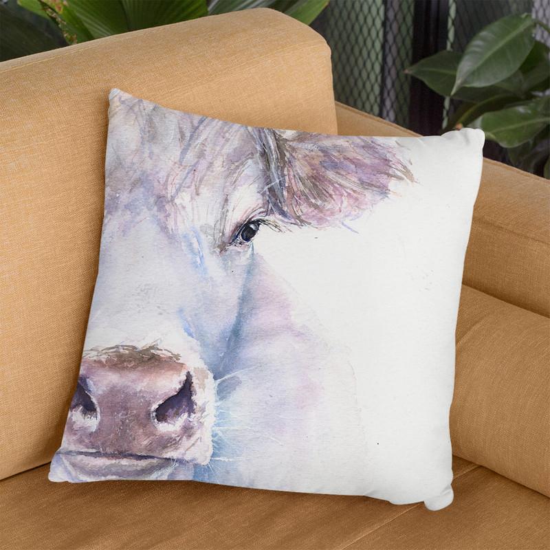 White Cow Throw Pillow By George Dyachenko