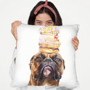 Boxer And Donut Throw Pillow By George Dyachenko