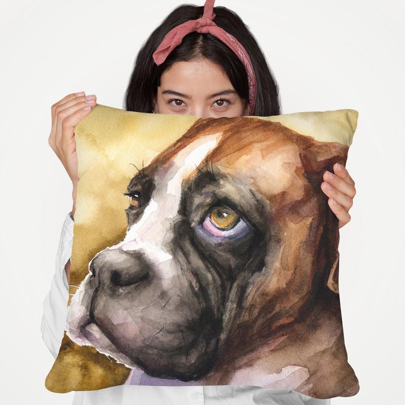 Boxer Puppy Throw Pillow By George Dyachenko